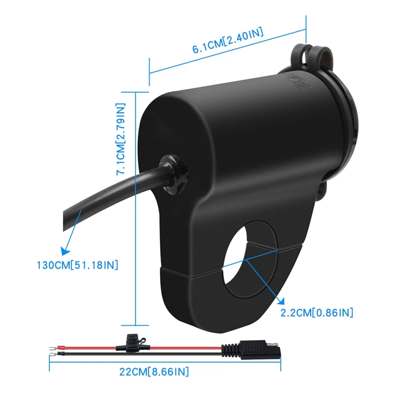 Chargeur USB étanche pour moto, adaptateur de téléphone portable, affichage numérique, chargeur rapide de voiture avec interrupteur de mise hors tension