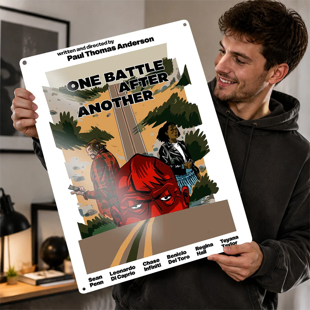 One Battle After Another Movie Poster Cinema Wall Art Customized Retro Metal Tin Sign for Home Theater Man Cave Film Fan Gift