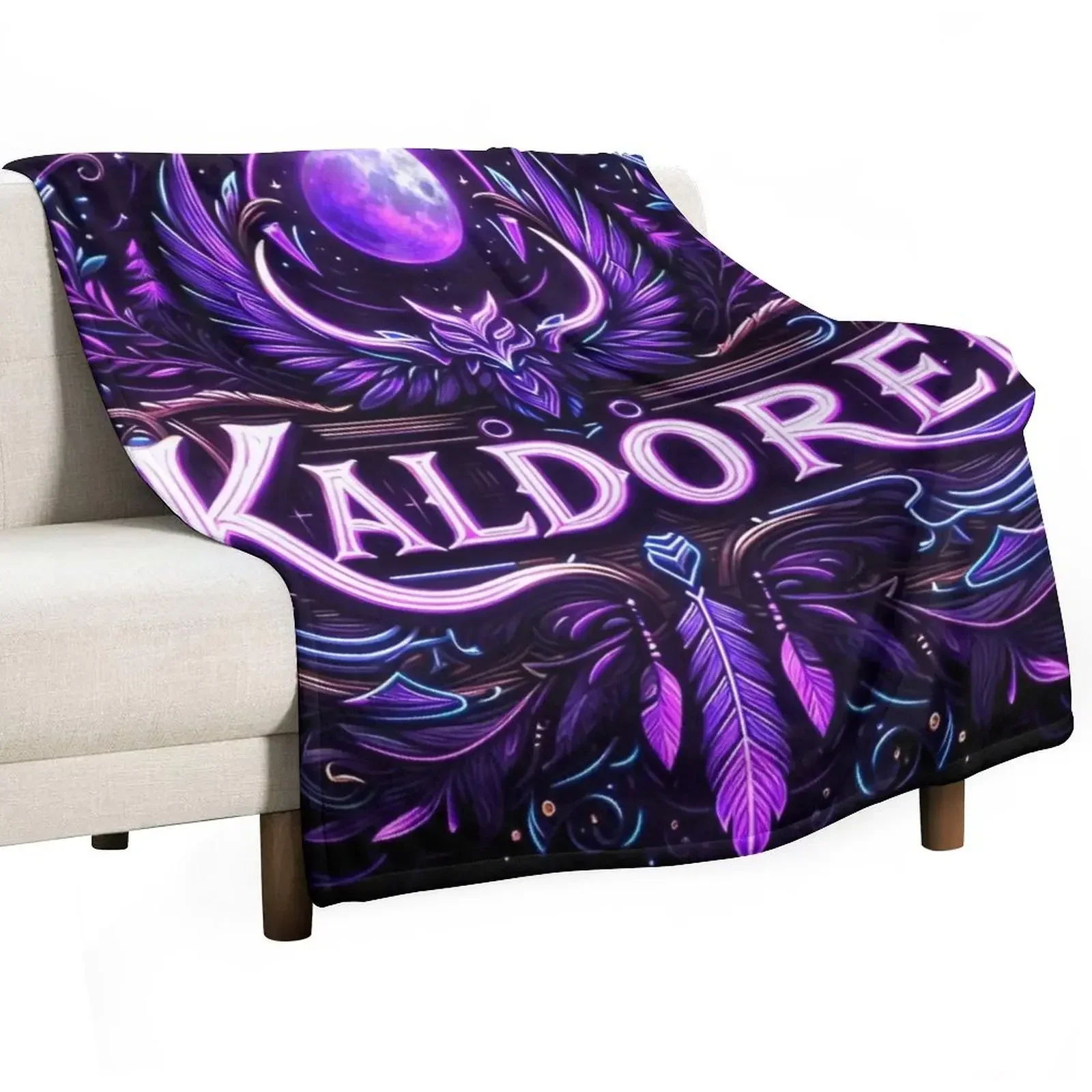 

Night Elf / Kaldorei World of Warcraft Inspired Neon Crest. Throw Blanket Decorative Soft Throw Blanket for Couch Sofa