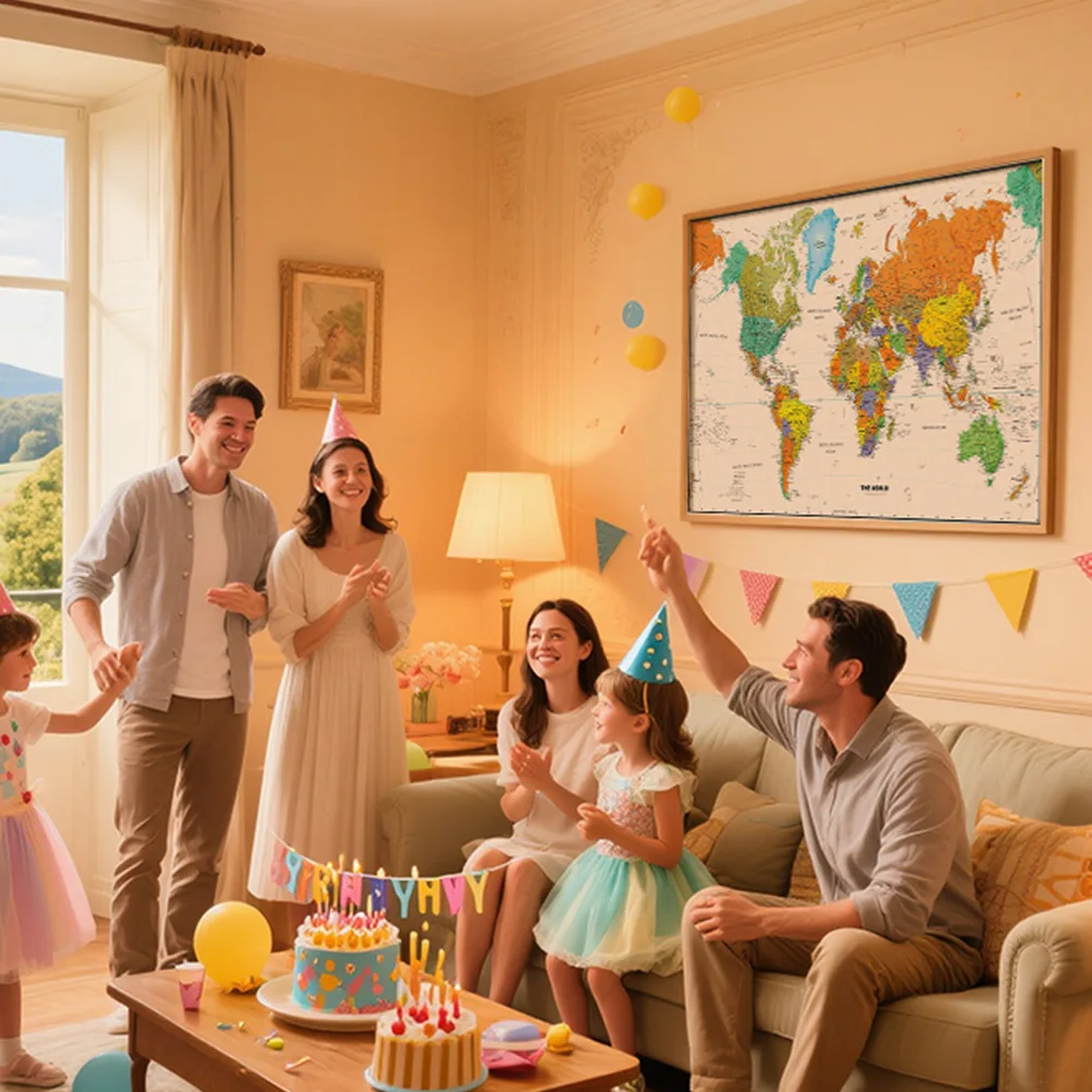 

100*70cm World Map Poster Non-woven Canvas Painting Wall Print Office Room Home Decor School Supplies Vintage Decoration