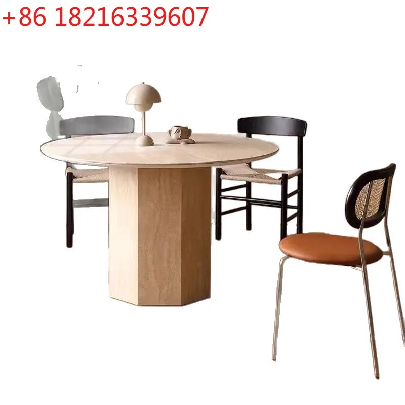 YAO Nordic Roman round table travertine rock slab home retro high-end simple round