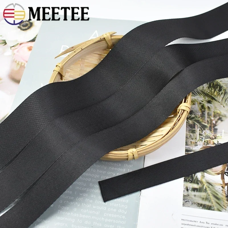 5Meters Meetee 10-100mm Black Nylon Webbing Band Bag Backpack Strap Pet Collar Belt Tape DIY Garment Ribbon Sewing Accessories