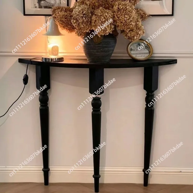 French Solid Wood Console Tables Against Wall Display Table Home Luxury Narrow Desk Living Room Semi-circle Entryways Furniture