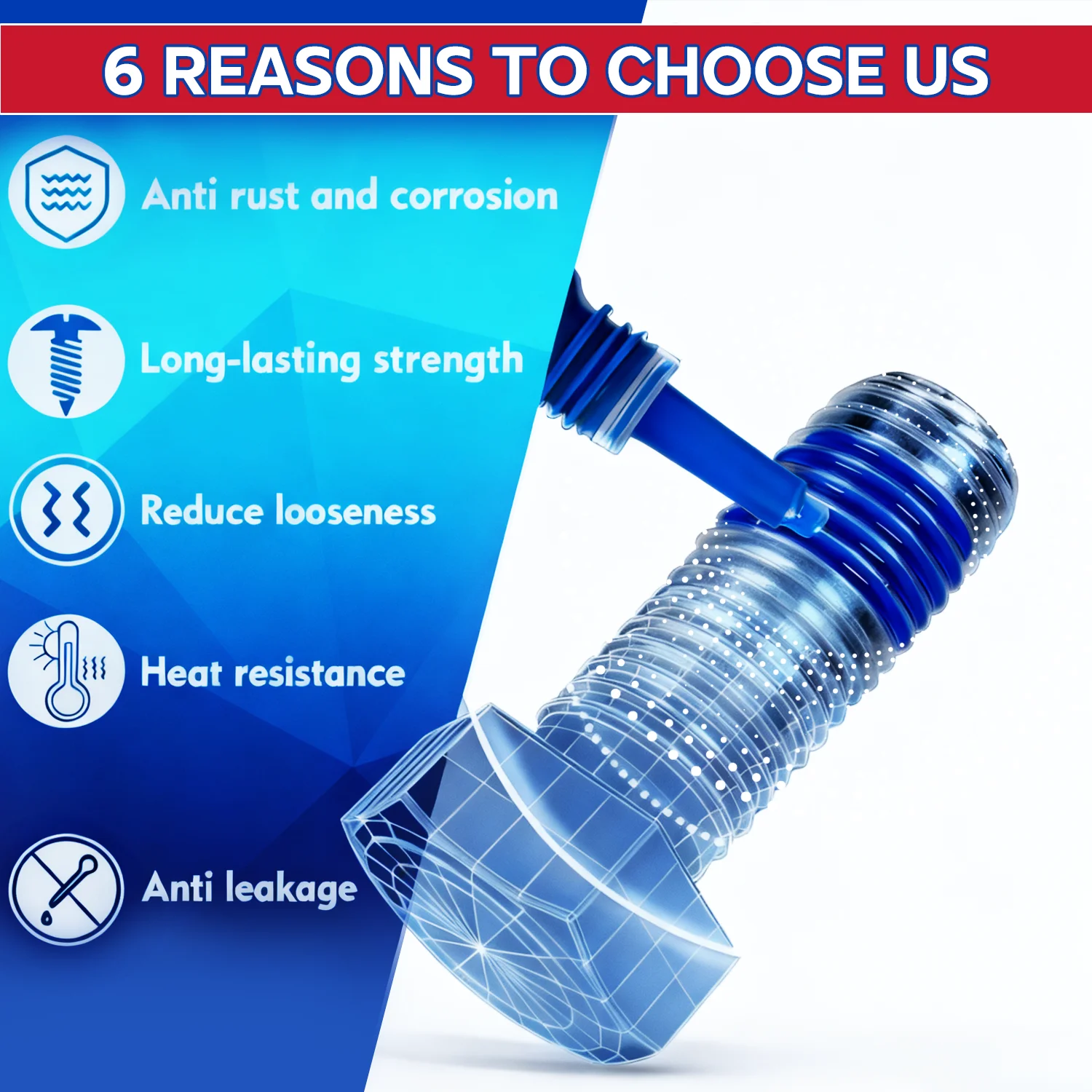 LOOLIFL Adhesivo de bloqueo de tornillo bloqueador de roscas para tuercas, pernos, sujetadores, pegamento de tornillo de alta resistencia para evitar que la corrosión y aflojar