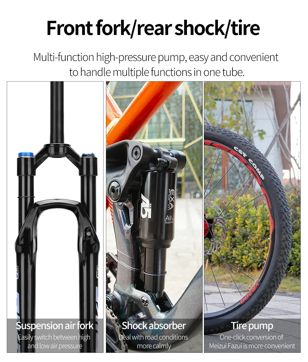 MEROCA Hochdruck-Stoßdämpferpumpe, tragbare Fahrradgabel- und Hinterrad-Stoßdämpfer-Luftpumpe 300 PSI – Detail 8