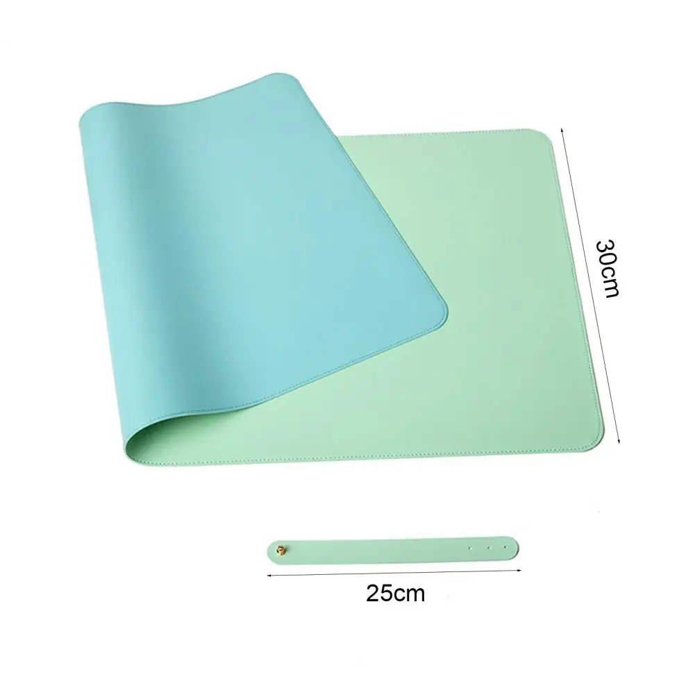 Stain Resistant PVC Mouse Pad Strap Design Faux Leather Decorative Smooth Surface Mouse Cushion Desk Gaming Keyboard Mat