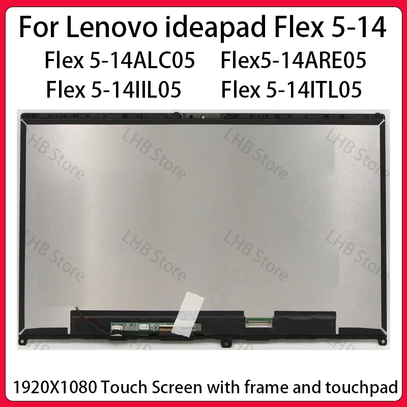 Pantalla Táctil de 14 Pulgadas para Lenovo ideapad Flex 5-14ALC05 14ARE05 14IIL05 14ITL05, Pantalla LCD Digitalizadora + Reemplazo de Ensamblaje con Marco