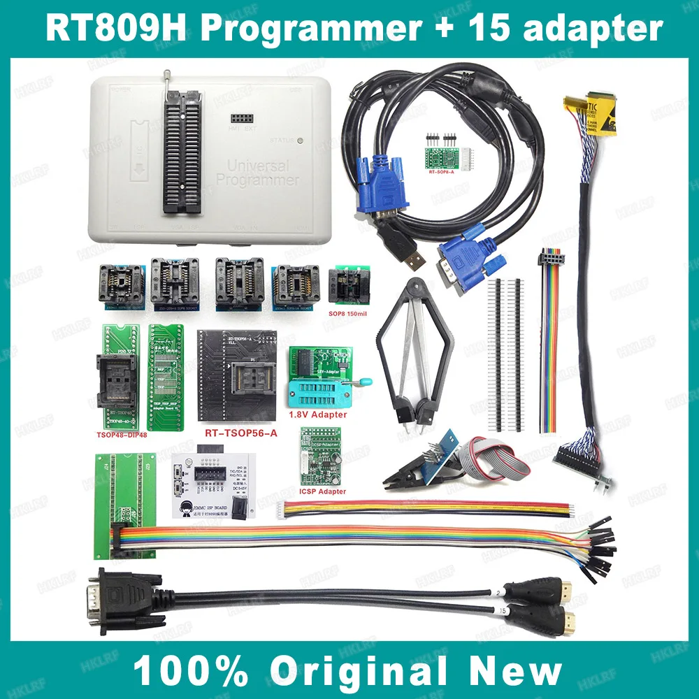 RT809H EMMC-Nand FLASH Programmer Super Combination IC Programmer RT809H with 15 Adapters