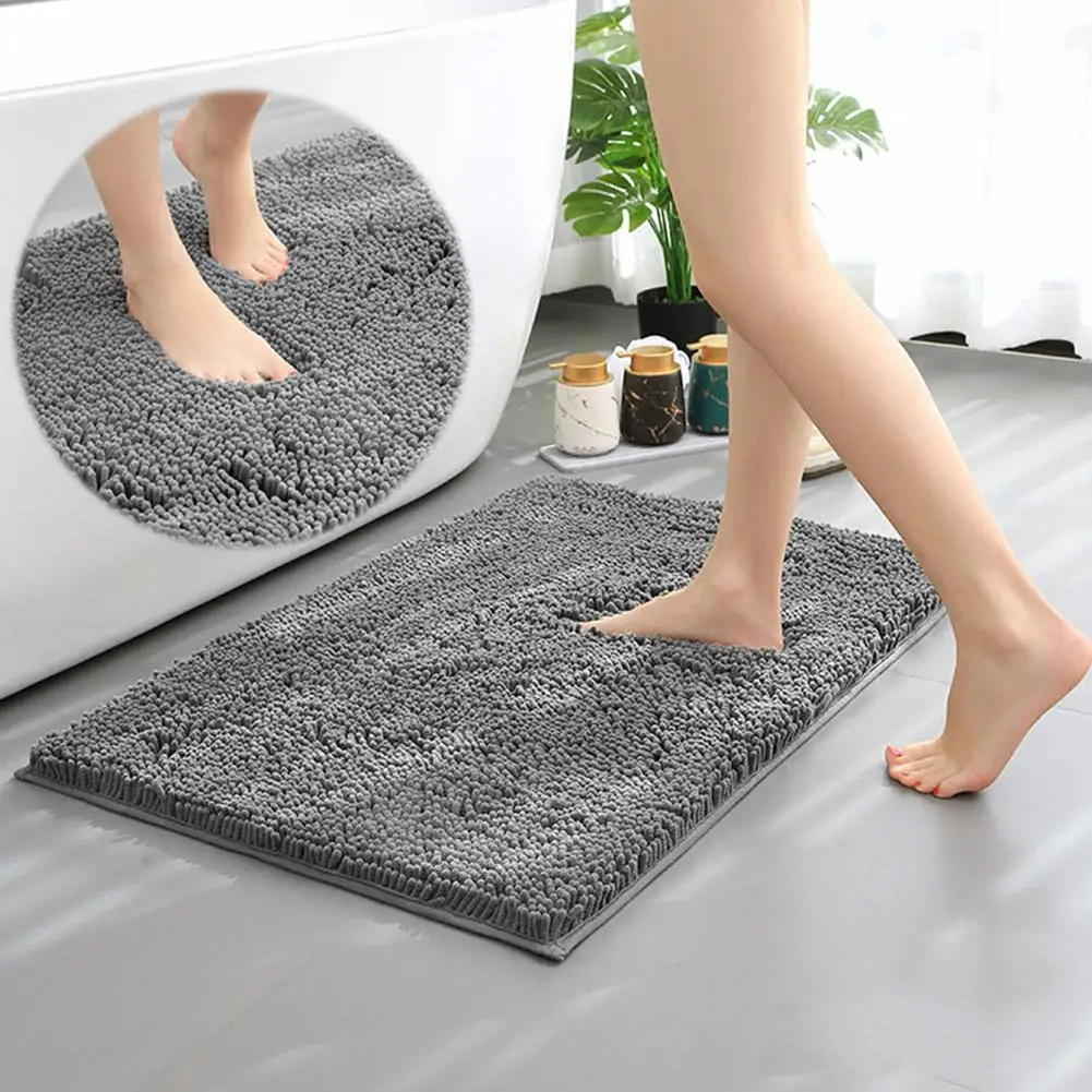 Fluffy Washable Chenille Absorbent Bathroom Floor Mat Bedroom Toilet Foot Kitchen Pads Rug 40cm X Carpet 60cm N2l8