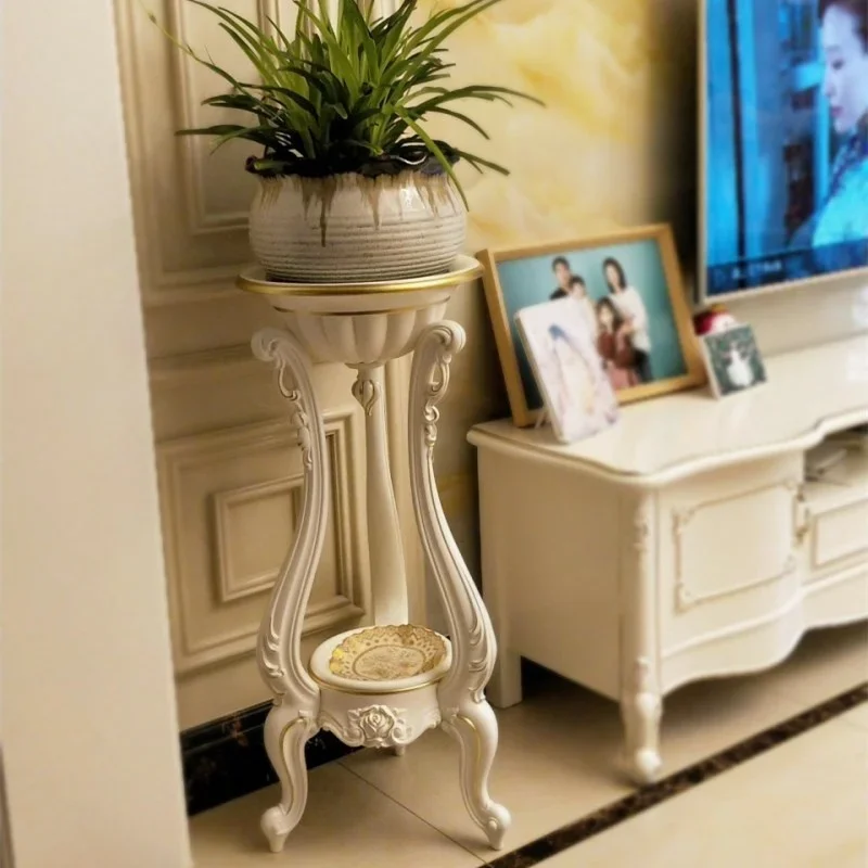 European Type Indoor Flowerpot Stand Multi-layer Painted Gold Flower Stand White Floor Living Room Balcony Storage Rack