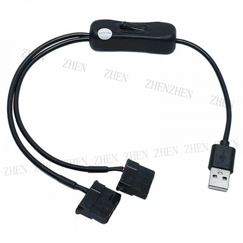 Y Y USB A Male To 2-Port 4Pin Molex IDE Fan Cooling Cable Switch Splitter Power Wire