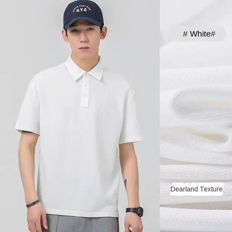 

2025 Men's Slim Fit Polo Shirts Short Sleeve Breathable Cotton Casual Turn Down Collar Tops for Gym Business Travel