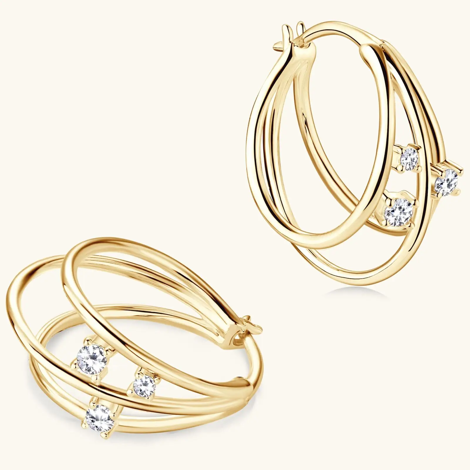 Custom 925 Sterling Silver Gold Plated Fine Jewelry Moissanite Large Hoops Earrings For Women