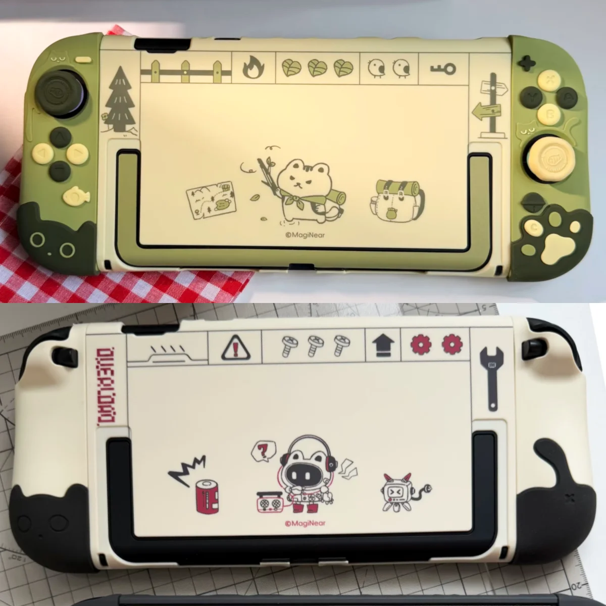 Switch 2 OLED Schutzhülle, geteilte Hartschale mit weichem Silikon-Griff, dockbar, Katzenpfoten-Design für die Konsole, auf Lager