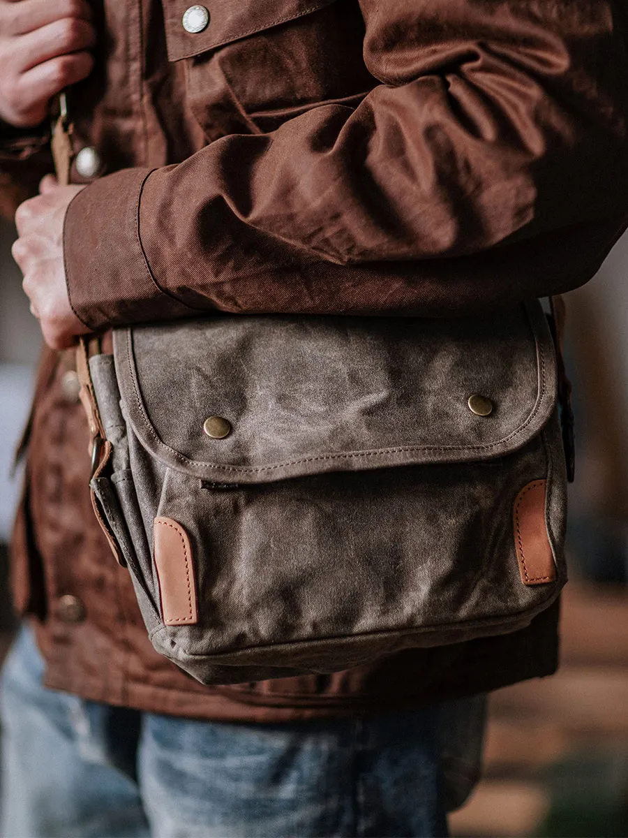 

Винтажная водонепроницаемая холщовая сумка-мессенджер с маслом и воском, рабочая одежда, сумка на одно плечо, сумка через плечо ex