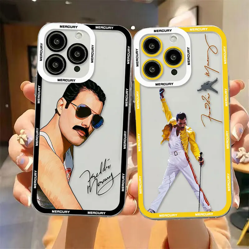 Queen Freddie Mercury Phone Case For iPhone 15 14 13 12 Mini 11 Pro Max X XR XS 7 8 SE 2020 Plus Soft Silicone Transparent Cover