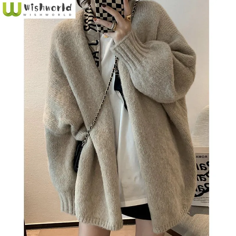 Spring and Autumn Fashion Women's Top New Korean Version Soft Sticky Lazy Gentle Wind High End Knitted Sweater Cardigan