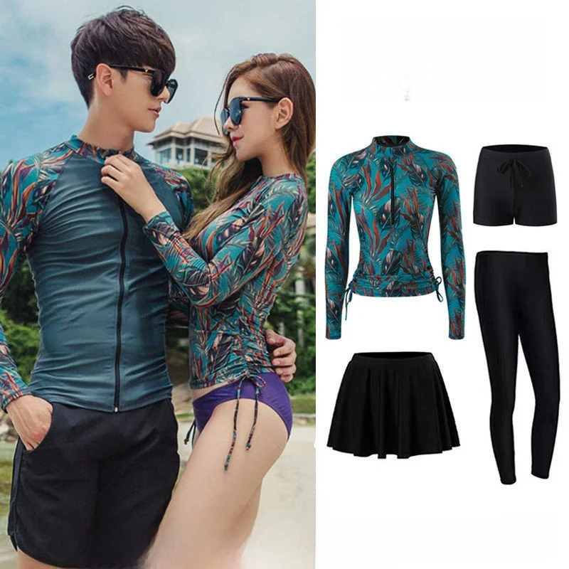 

Wetsuit Women's Two-Piece Slimming Long Sve Long Pants Surfing Men's Floating Snorkeling Sunscreen Couple Swimming Suit