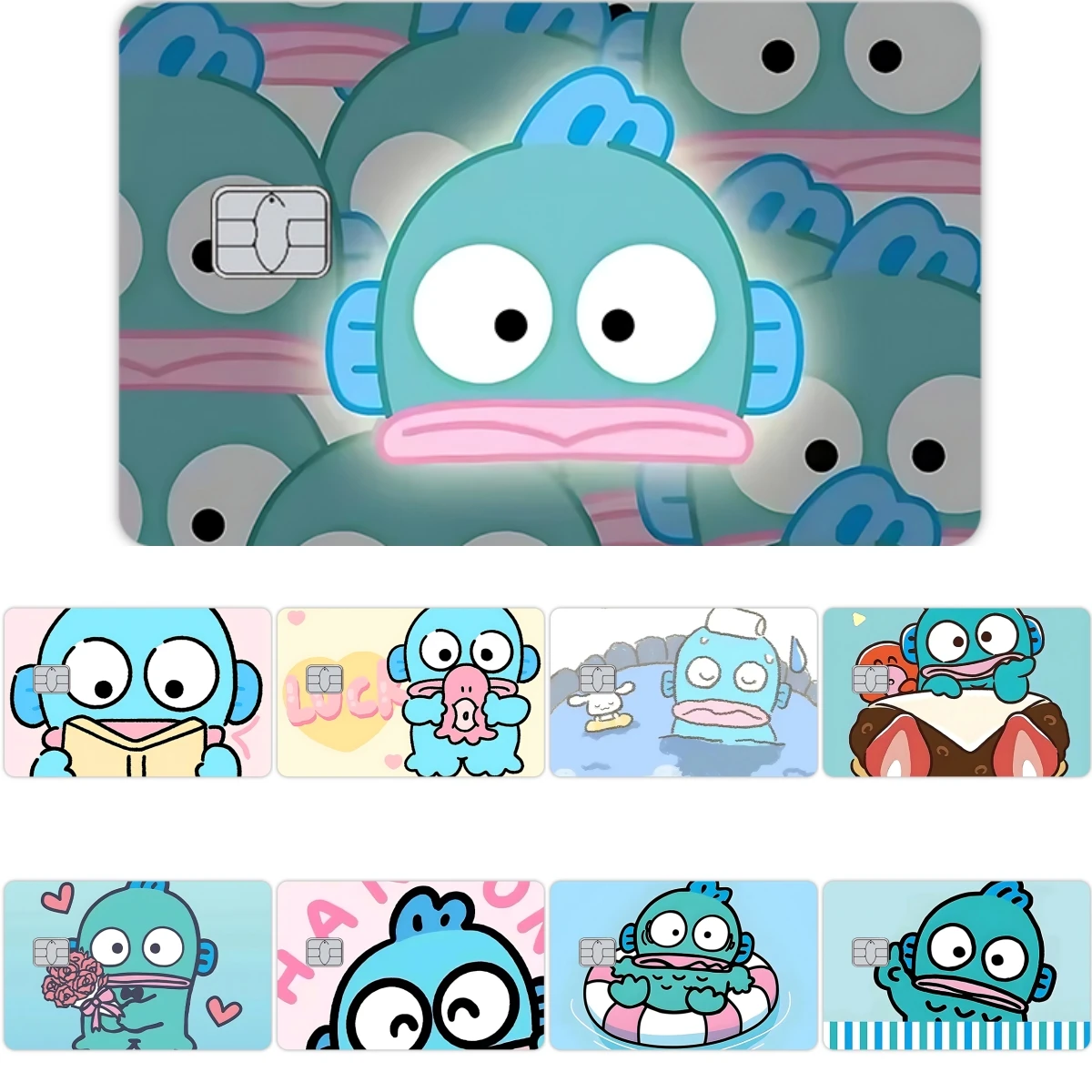 

Hangyodon Kawaii Anime Diy Pvc Stickers for Debit Credit VISA Bank Transportation Card Cartoon Waterproof Film Tape Skin Decal