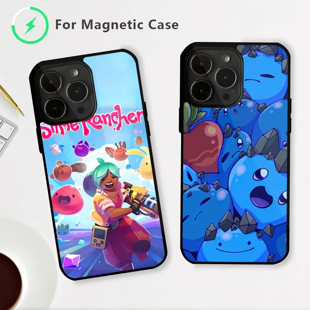 Game Fun S-Slime R-Rancher Phone Case For iPhone 15 14 13 12 Mini Pro Max Plus Magnetic Attraction Shell