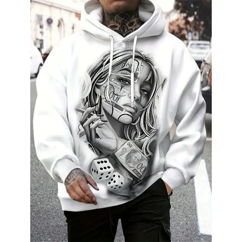 

2025 New Fashionable 3D Hoodie with Novel Women's Patterns for Daily Wear Equipped with Long Sleeve Pockets Street Trendy Hoodie
