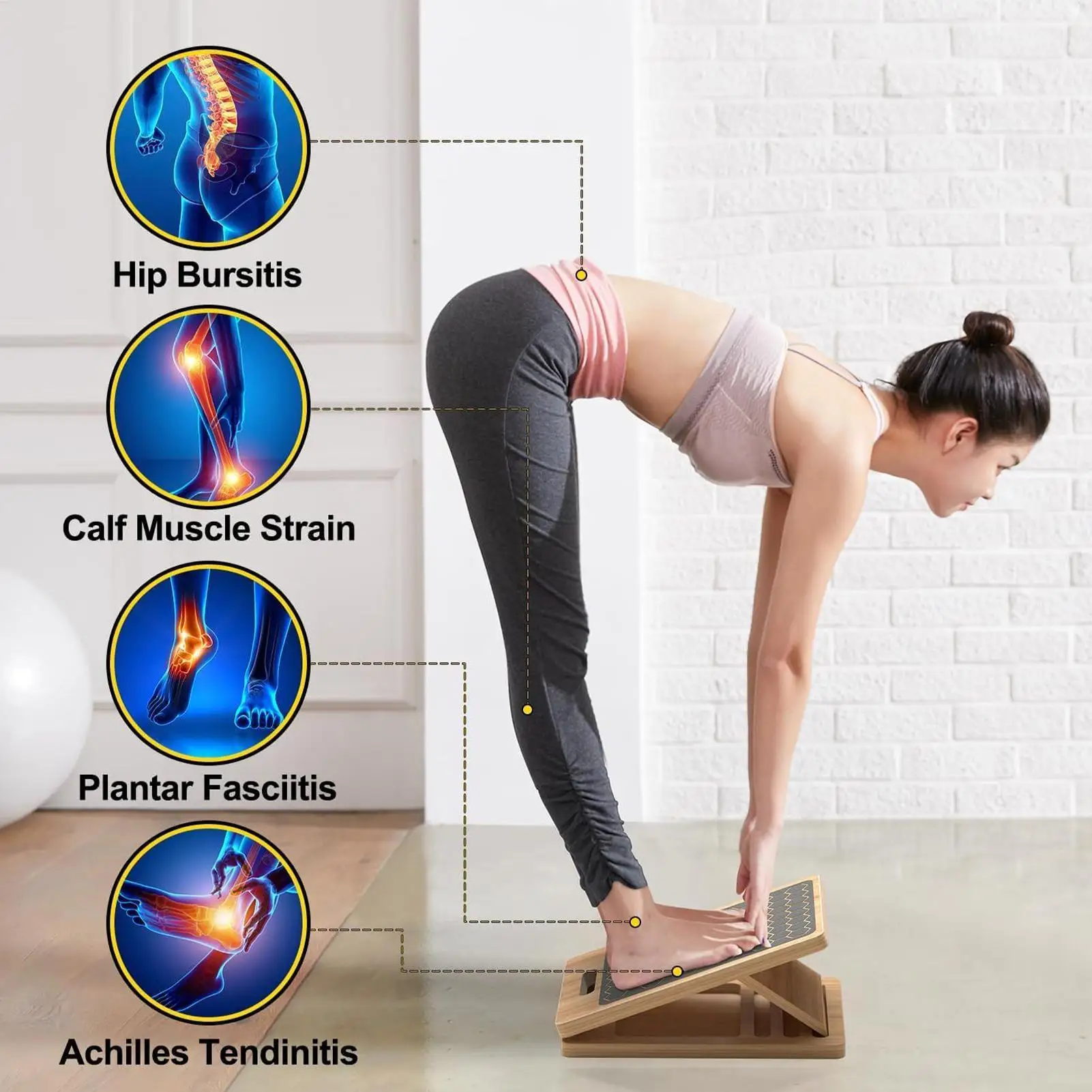 

Наклонная доска, деревянная наклонная клиновая балансировочная доска, портативный тренажер для упражнений на ногу, домашний тренажерный зал, фитнес-приседатель, клин для мышечных конечностей, пятки