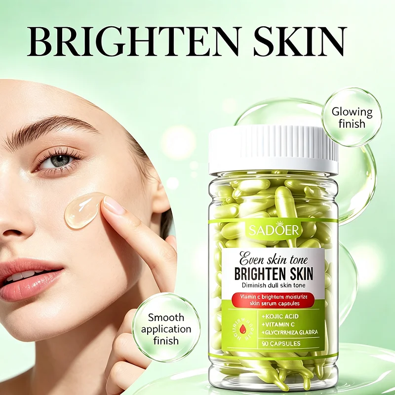 90 cápsulas de essência de vitamina C para iluminar a pele, absorção rápida, refrescante e não gorduroso, cuidados com a pele do rosto
