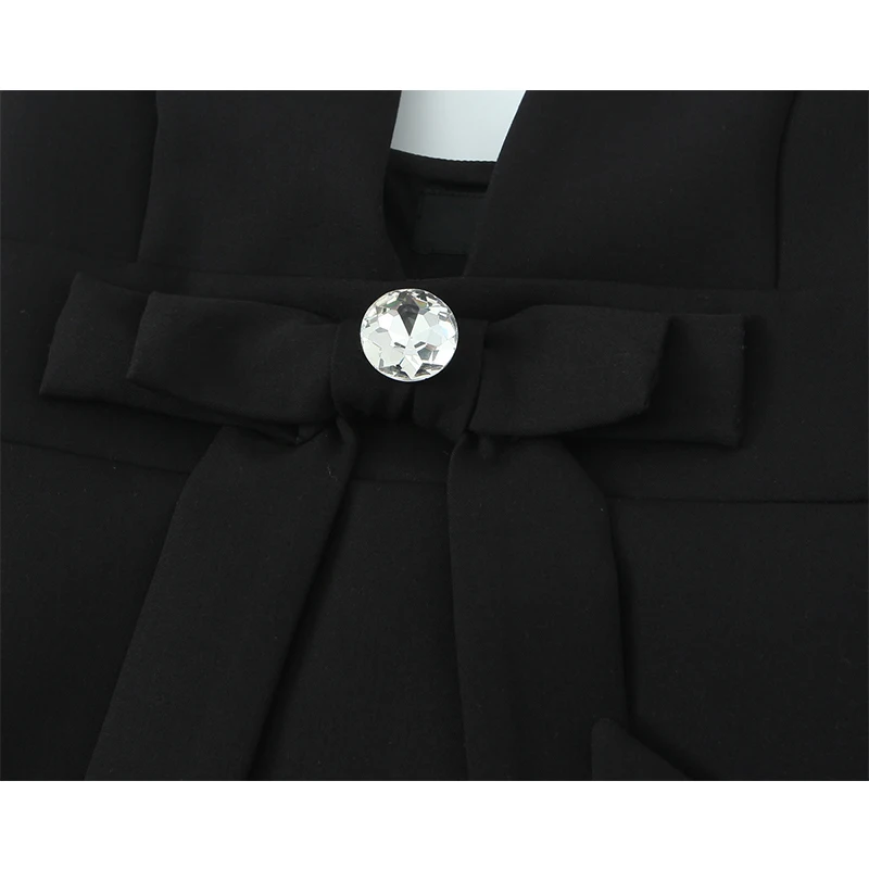 Vestido feminino 2025 novo sem mangas jóias botão elegante sexy vestidos curtos viajando moda personalidade arco mini vestido ﻿