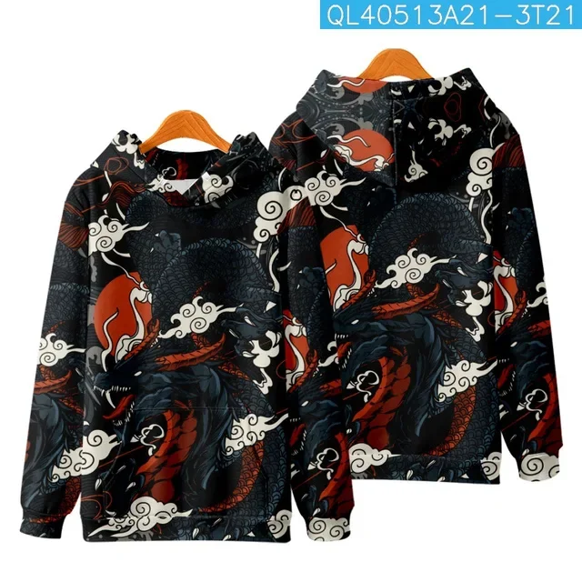 

Top Fashion Loose Spring And Autumn New Arrival Dragon Print Chinese Style Popular Casual Hoodies Long Sleeve Hooded Sweatshirts