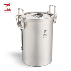 Keith 900ml Portable Sauce Pot Titanium Cutlery Camping Rice Cooker Ultralight With Cover Folded Handle Ti6300 Drop Shipping