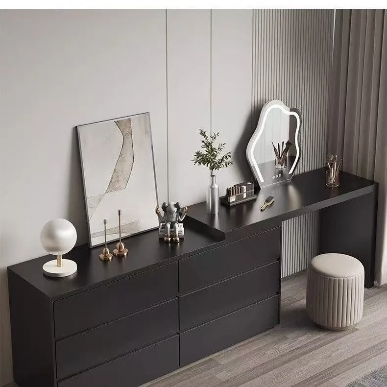 Dresser, chest, integrated household bedroom, table, rental house, rental house, light luxury, black bedside cabinet,
