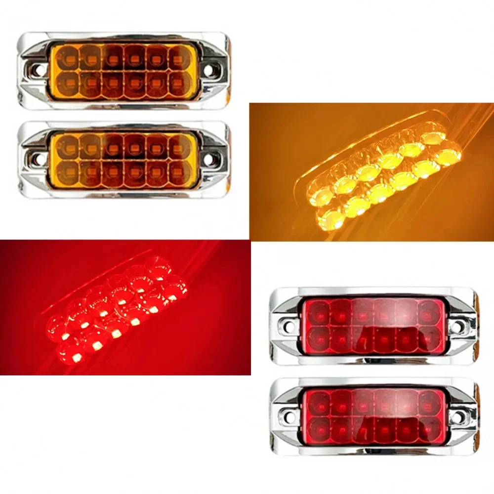 2pcs Side Marker Light with Strobe Function for Truck Trailer RV Van Combines Tail Brake Stop Turn Signal Warning Lamp 12V 24V