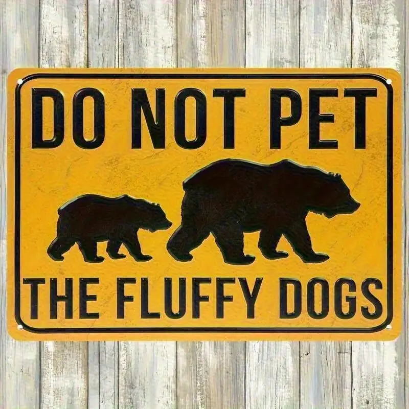 2D Flat Vintage 8x12in Aluminum Wall Art Bear Cabin Camping 
