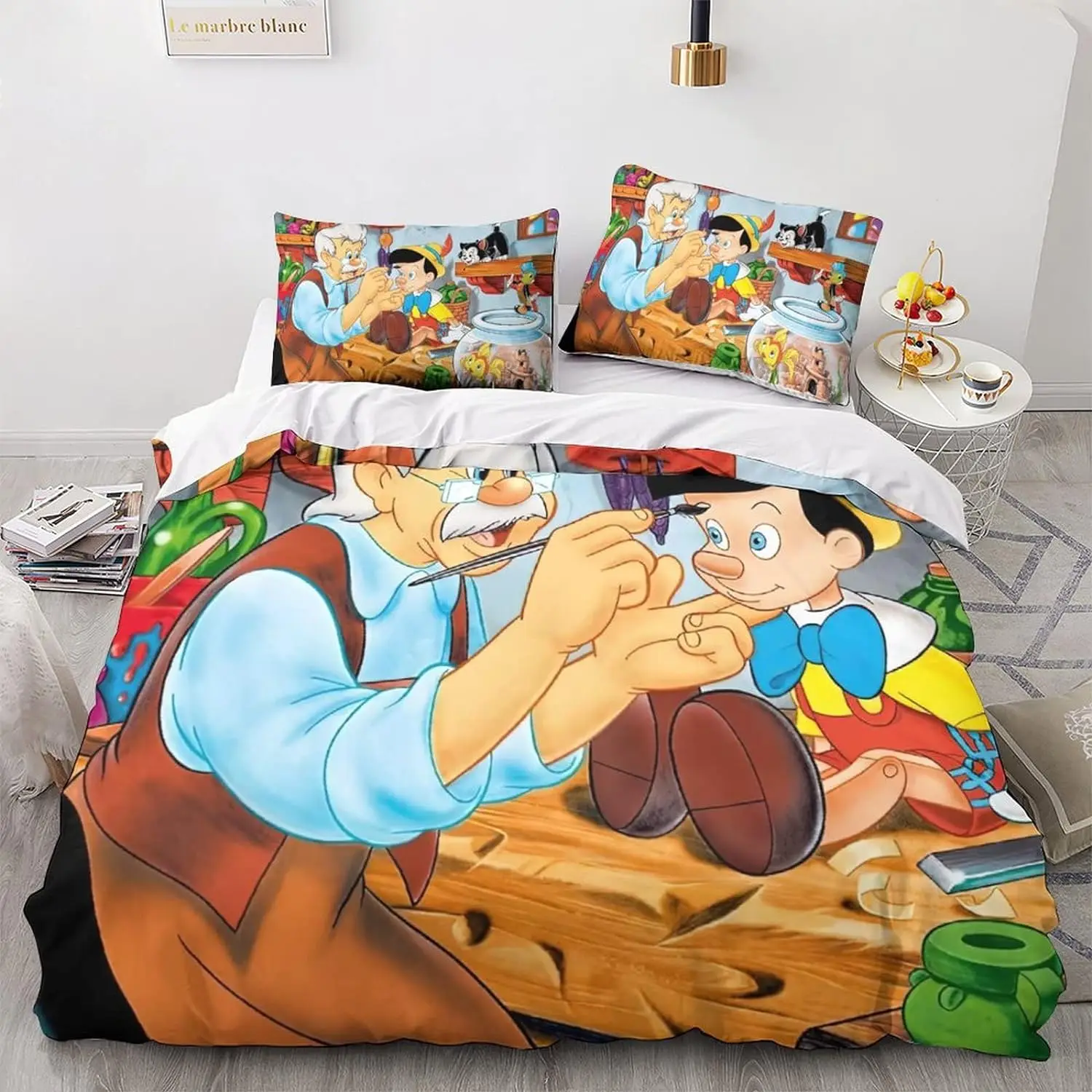 Disney Pinocchio set biancheria da letto copripiumino cartone animato con federa Queen King biancheria da letto biancheria da letto per regalo per