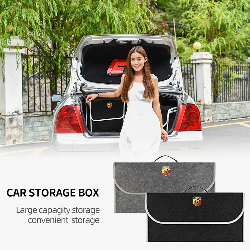 

Car Trunk Storage Bag Leather Camping Box Collapsible Auto Organizer for abarth 695 595 500 competizione 124 Spider PUNTO Doblo