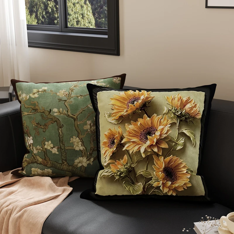 Retro Home Decorative Pillow Covers Living Room Sofa Cushion Backrest Pad High-End Feeling Detachable Washable Bedroom Lumbar...