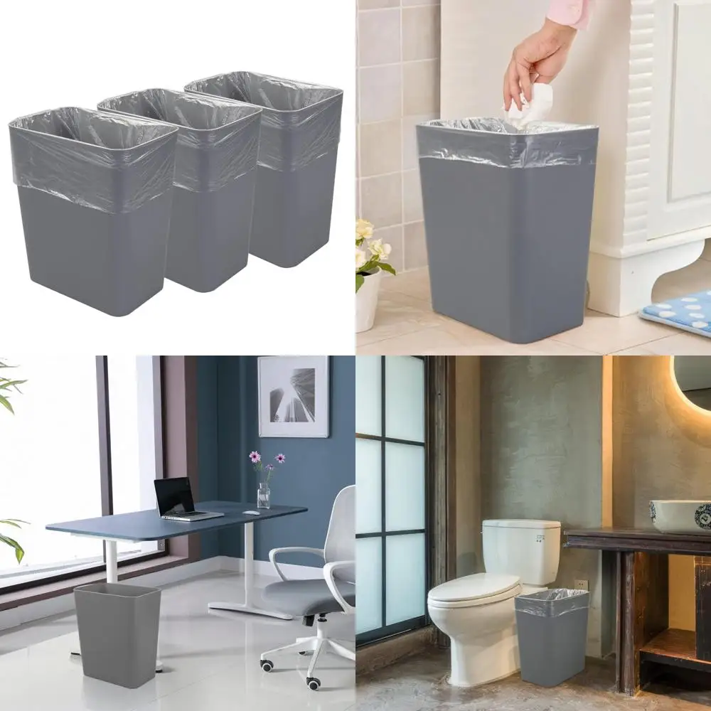 

набор из 3 корзин емкостью 4,5 галлона, серые пластиковые контейнеры для мусора