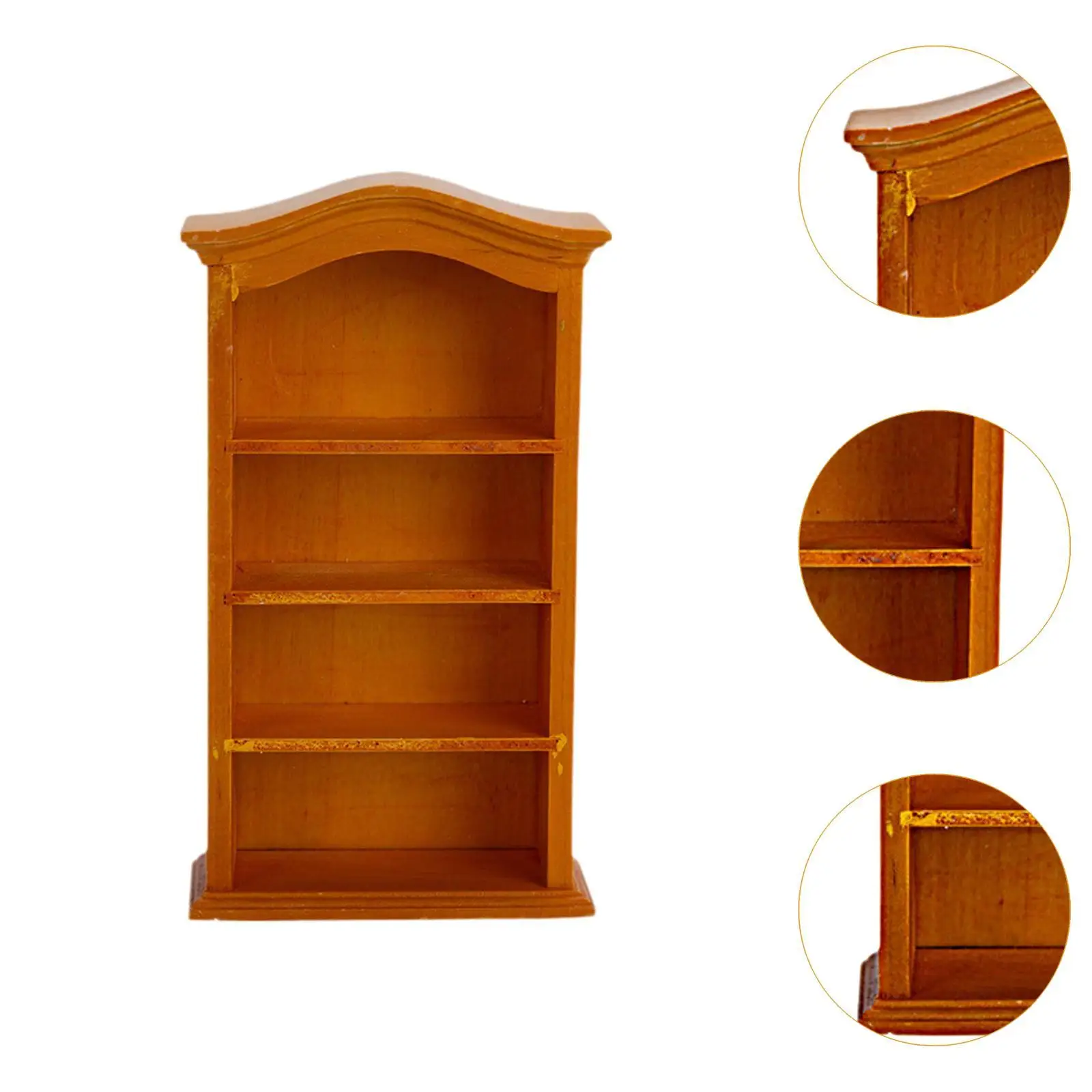 Miniature Dollhouse Bookcase for Miniature Landscape Doll House Decor 4 Floors Pretend Play Wooden Doll House Book Shelf Cabinet