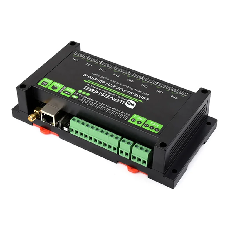 

Новое промышленное 8-канальное сетевое реле Wi-Fi Waveshare ESP32-S3 ETH-8DI-8RO-C Поддержка RS485 Bluetooth или Wi-Fi дистанционного управления