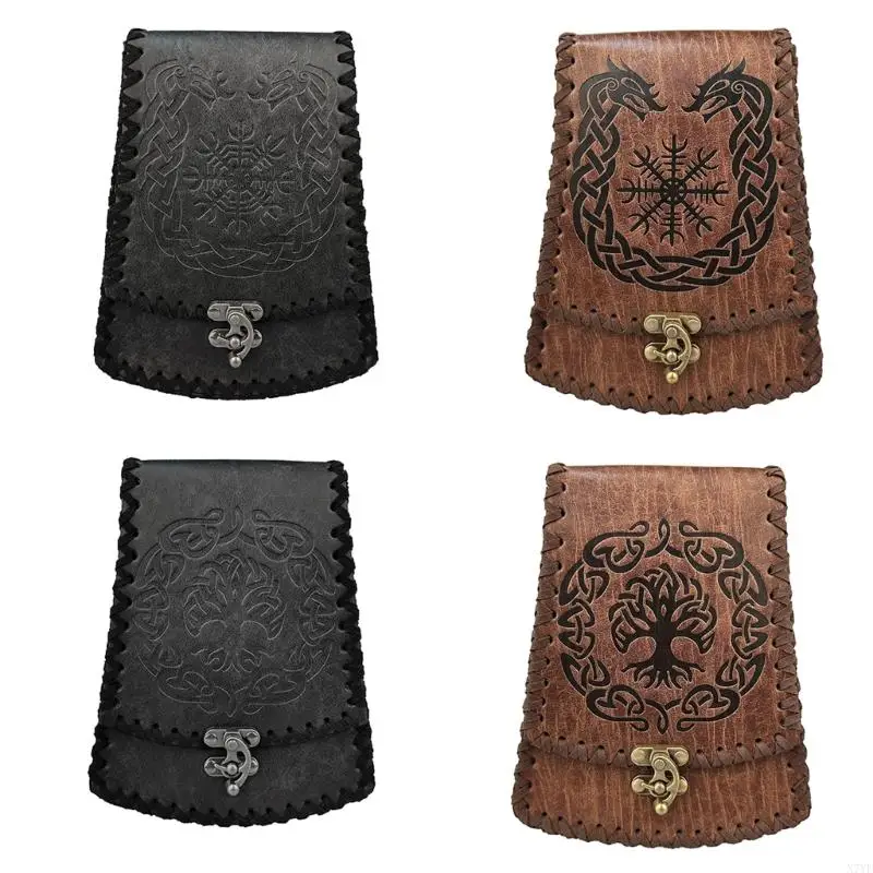 

N7YF Medieval Waist Coin Pouches Leather Phone Bag For Men Women Halloween Cosplay