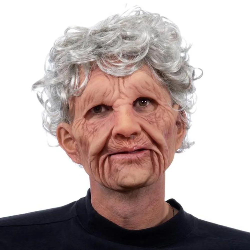 Maschera di Halloween Spaventoso vecchio nonna Testa in lattice Costume cosplay Accessorio per feste Divertenti accessori per la decorazione del partito spaventoso