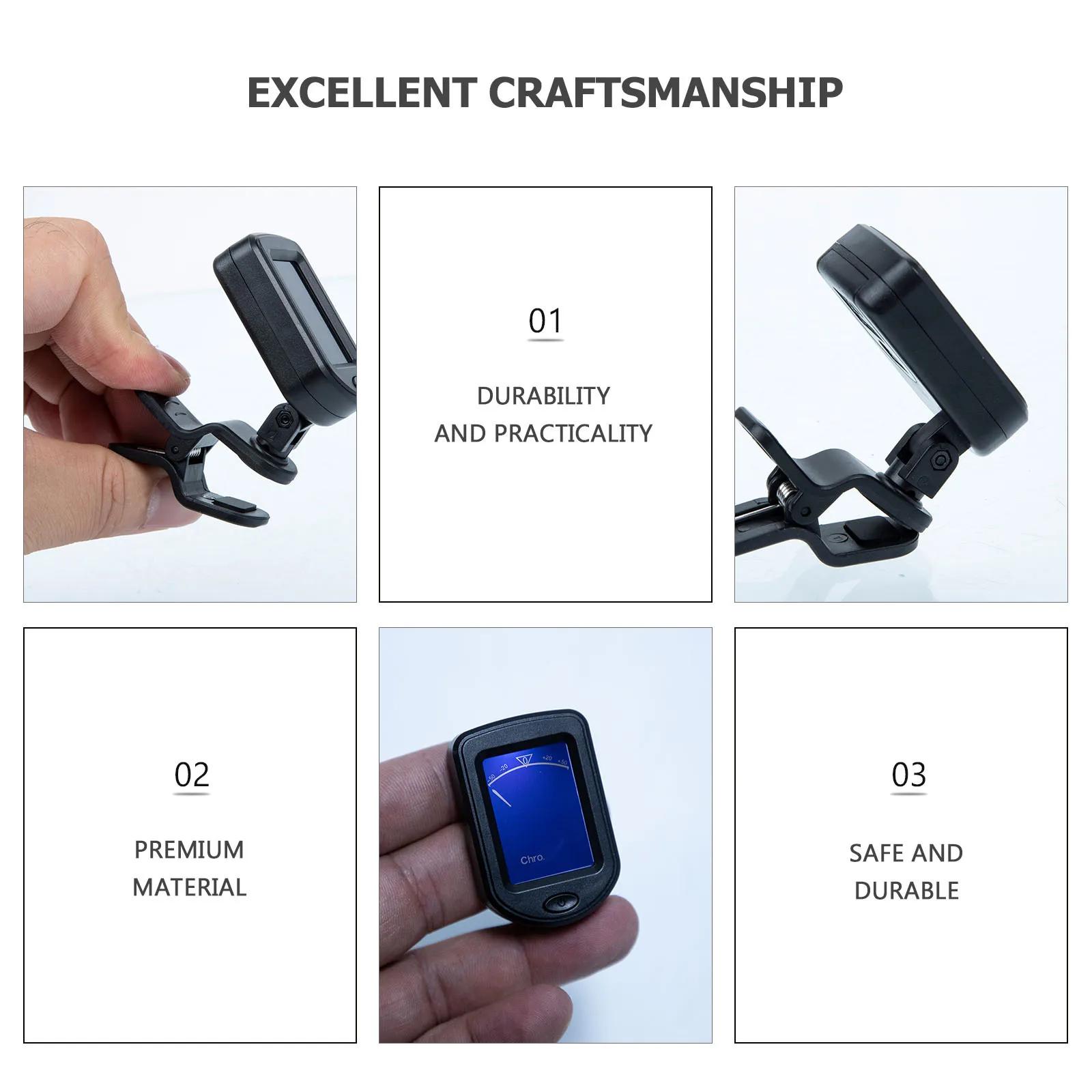 

1Set Guitar Tuner Practical Durable Clip-on Tuning Device for Acoustic Bass Violin Electric Musical Instruments Guitar Accessory