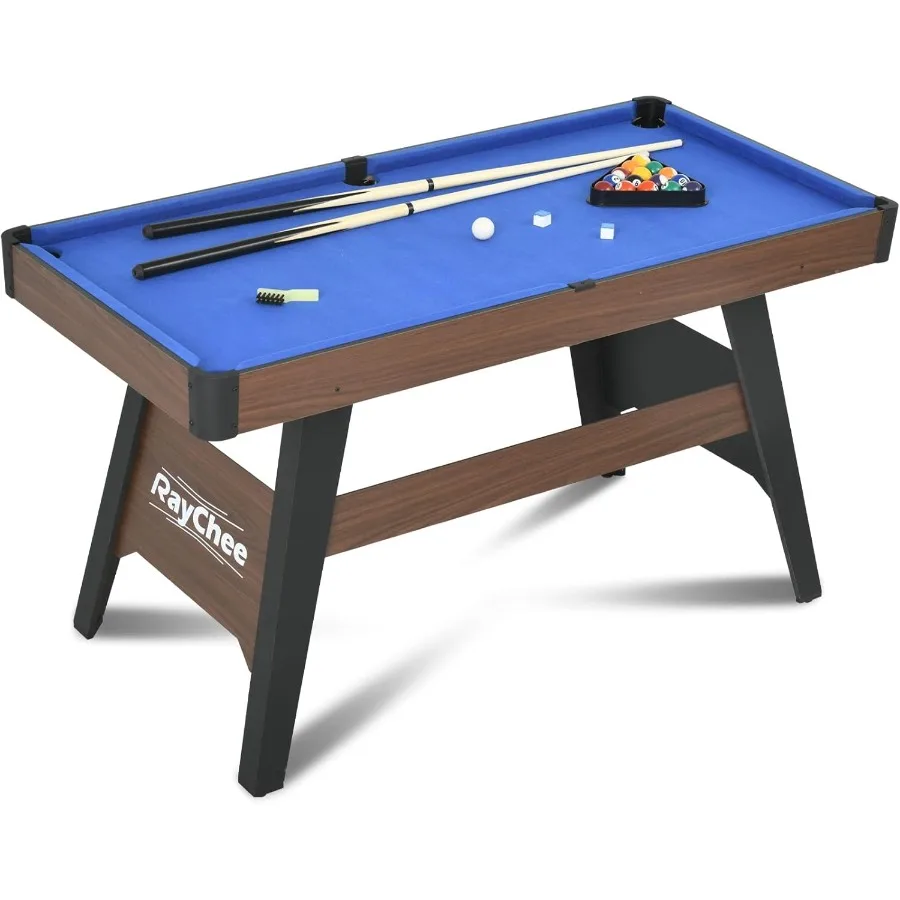 

Portable Wooden Billiards Table for Indoor Use Brown with 16 Balls and 2 Cue Sticks Triangle Chalk Brush for Family Game Room P