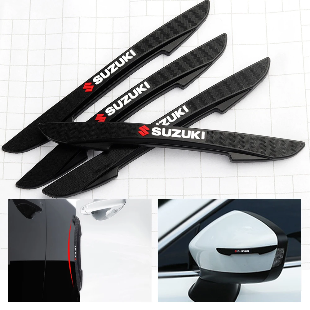 

4 шт., защита края двери автомобиля, полоски от столкновений, наклейки с эмблемой для Suzuki Grand Vitara Baleno SX4 Swift Jimny IGNIS Samurai