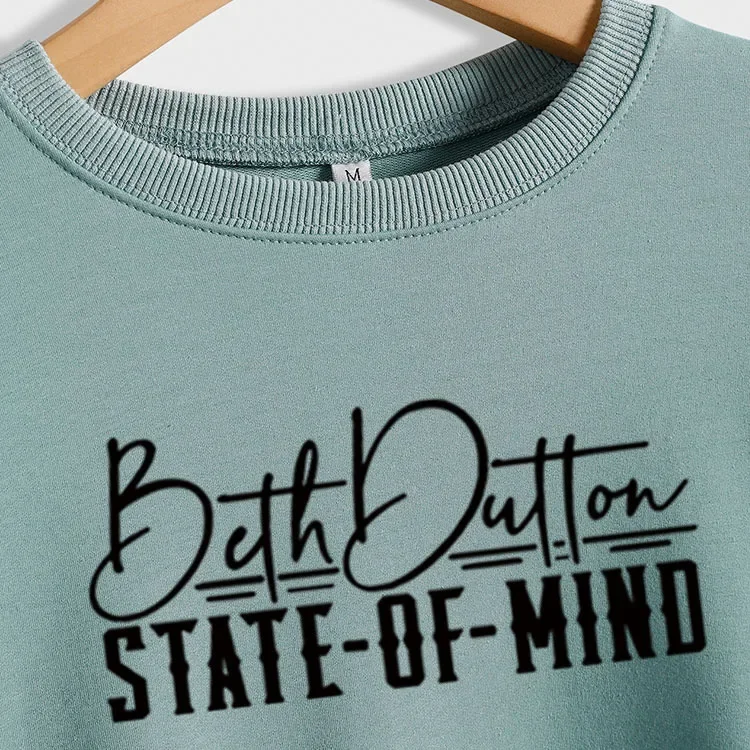 Amazon Independent Store In-Stock Pullover Round Neck T-Shirt Beth Dutton State Sweatshirt Crew Neck Style Other Pattern Type