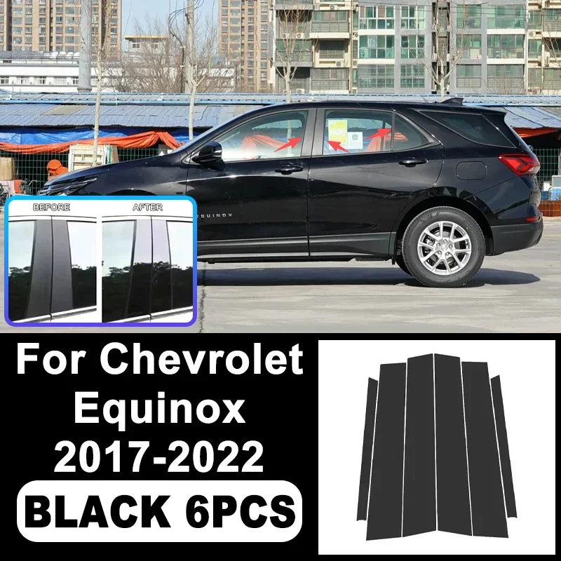 

For Chevrolet Equinox 2017-2022 Piano Black B C Pillar Stickers, Easy Install PC Window Trim Anti-Scratch Accessories 2021 2020