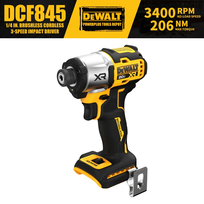 DEWALT DCF845 Brushless Cordless 3-Speed Impact 1/4 in. Driver 20V Power Tools 3400RPM 206NM