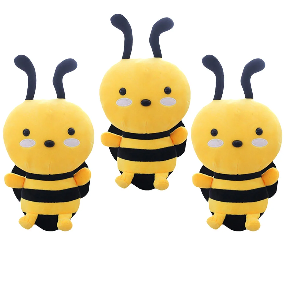 

3 Pcs Bee Plush Adorable Toy Stuffed Animal Bees Throw Pillow Animals Pp Cotton Decorative