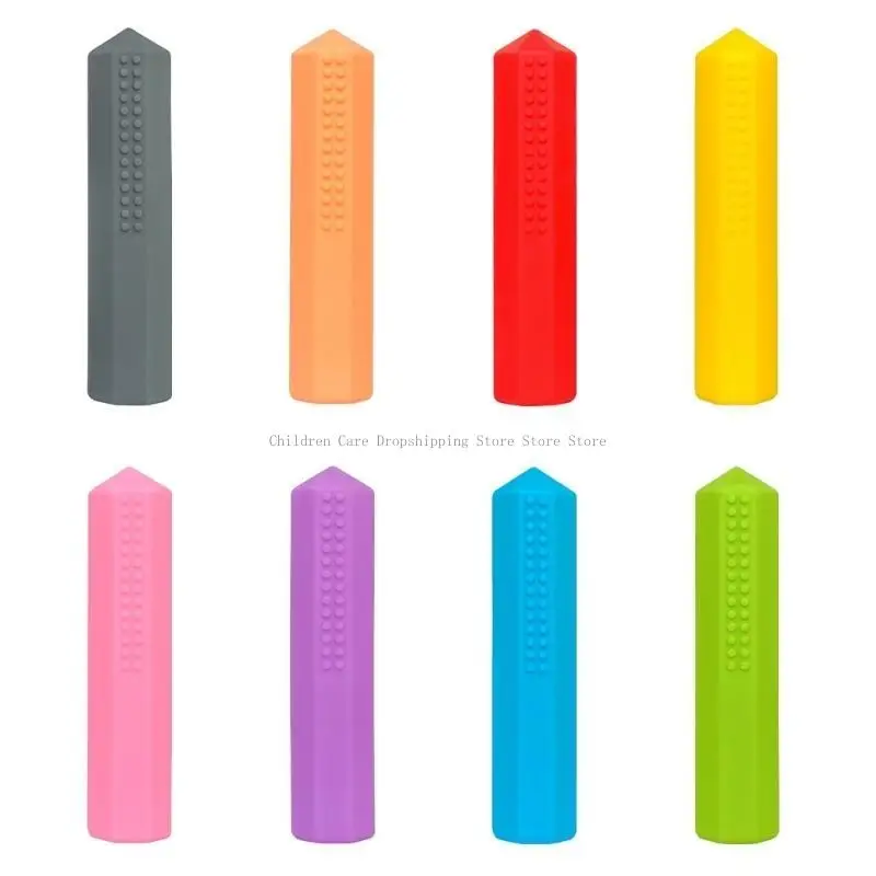 ยางกัดดินสอซิลิโคนแบบเคี้ยวได้สำหรับทารกส่งเสริมการพัฒนาช่องปากปกป้องเคล็ดลับดินสอปลอดภัยสำหรับเด็กวัยหัดเดิน