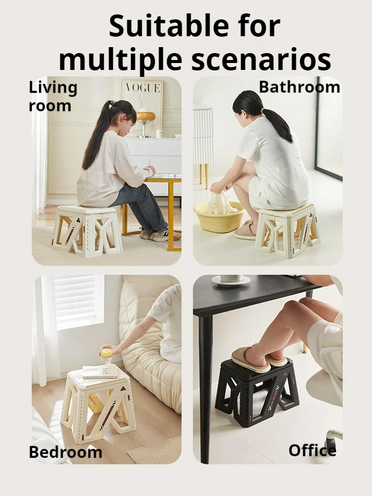 Reinforced Plastic Folding Stool Portable and Collapsible For Home and Outdoor Use